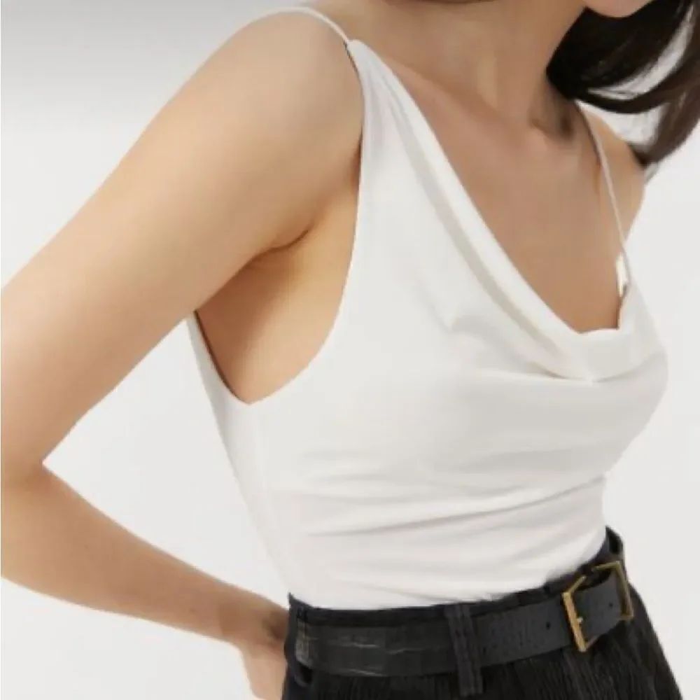 White cowl neck bodysuit